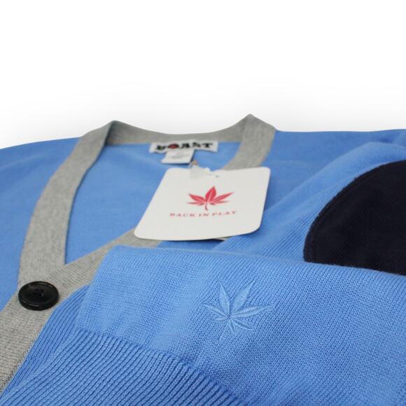 NEW Large BOAST USA Cardigan CarolinaBlue Cotton Patch-Elbows Pockets LeafLogo - Picture 5 of 12